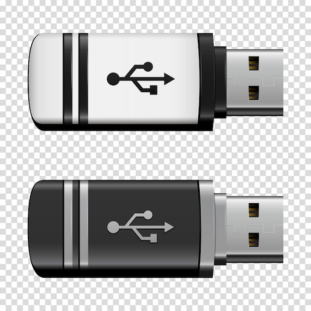 Flash drive USB on transparent