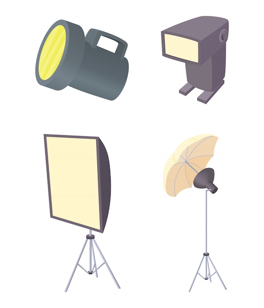 Flash light icon set 