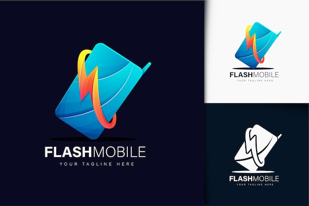 Flash mobile logo design with gradient