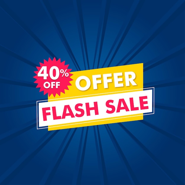 Flash Offer and Sale Blue Pink Flat Banner Design