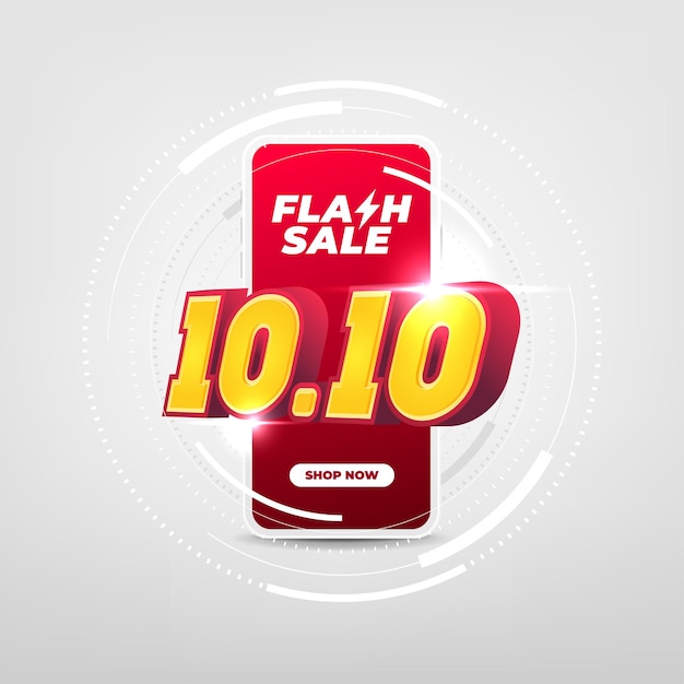 Flash sale 1010 Shopping day on mobile app concept 1010 Flash sale banner template design for social media and website