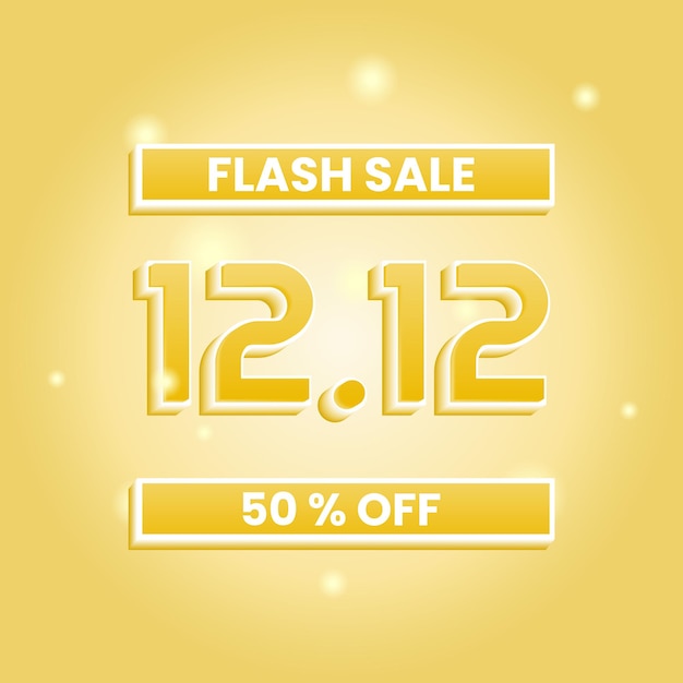 flash sale 12 12 design template. gold background and text effect. modern, minimal and simple style