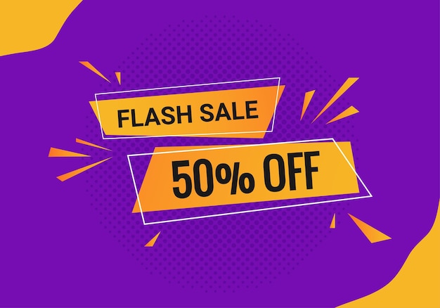 Flash sale 50 percent off discount banner promotion template vector images