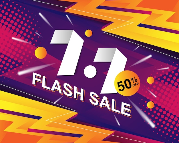 Flash Sale banner background template for 7.7 sale event