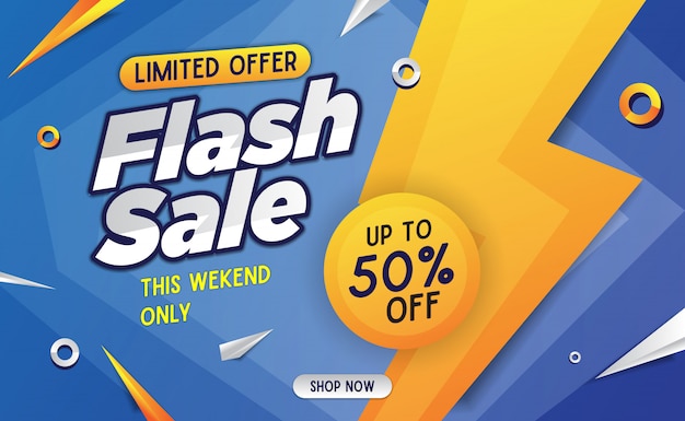 FLASH SALE BANNER TEMPLATE BLUE