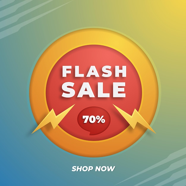 flash sale banner template design up to 70 off For promo or discount poster  Vector illustration