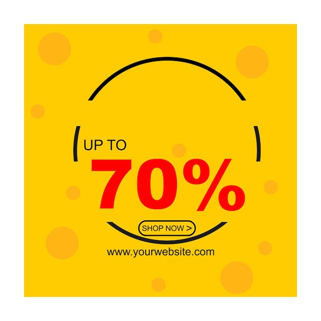 Flash Sale Banner Template.Discount Up to 70 percent. Vector Template Poster Sale Promotion