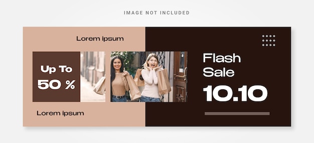 Flash sale design banner template with photo