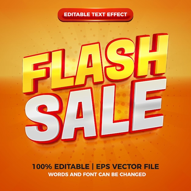 Flash sale modern red yellow 3d editable text effect