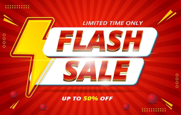 Flash sale promotion banner template design with red retro background