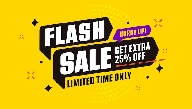 Flash sale sticker with get extra percent off offer