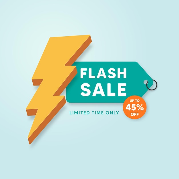 Flash sale template design Promotion banner for 45 percent discount Vector Template