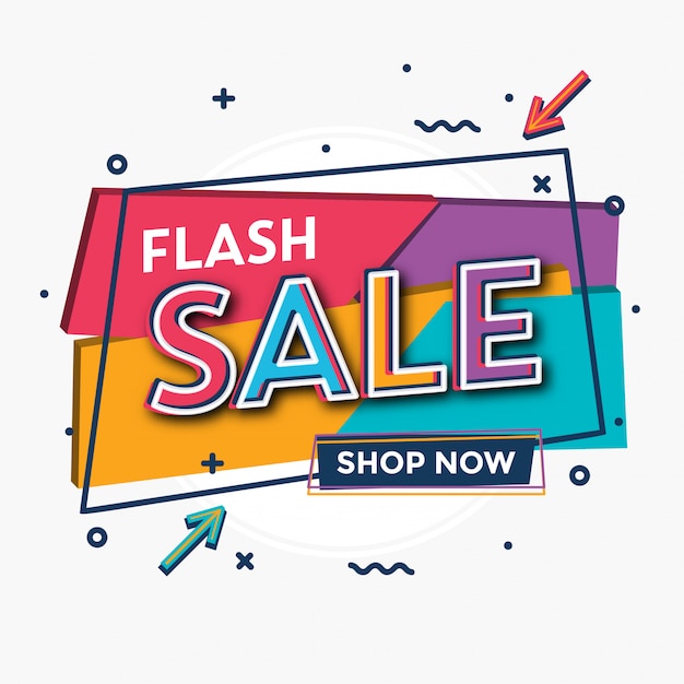 Flash sale template with bright typography