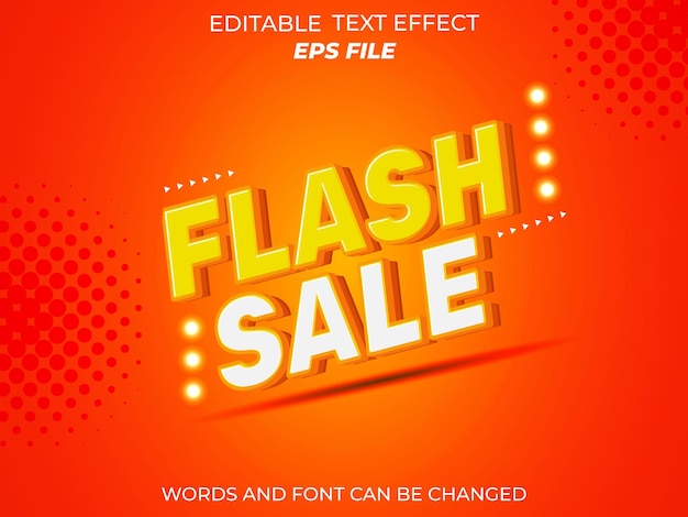 flash sale text effect font editable 3d text vector