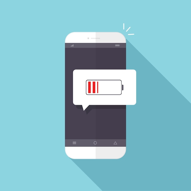 Flash style with battery alert on the smart phone screen vector design Element illustration