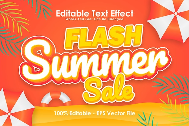 Flash Summer Sale Editable Text Effect 3 Dimension Emboss Cartoon Style