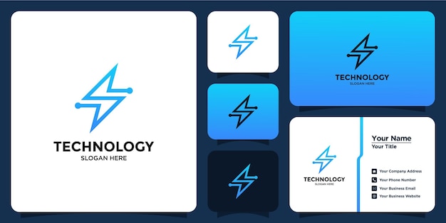 Flash technology design logo and business card