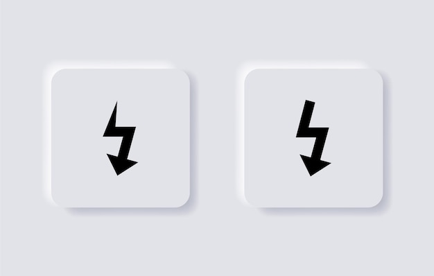 flash thunder power icon lightning bolt symbol in neumorphism neumorphic ui