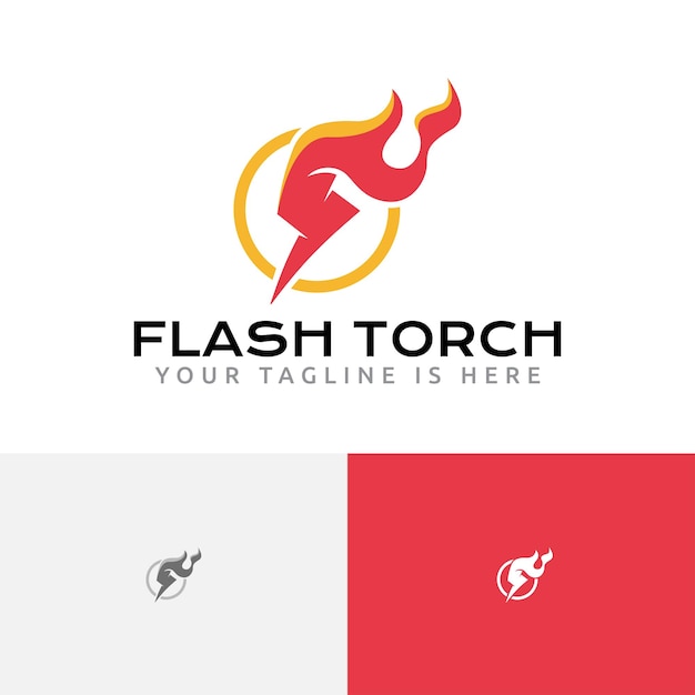 Flash Torch Bolt Thunder Fire Flame Logo