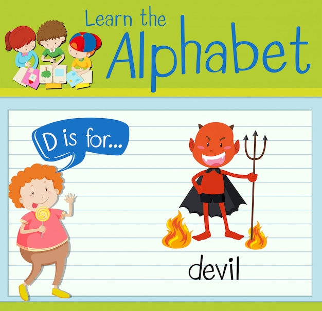 Flashcard letter D is for devil