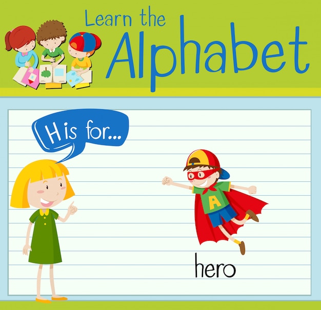 Flashcard letter H is for hero