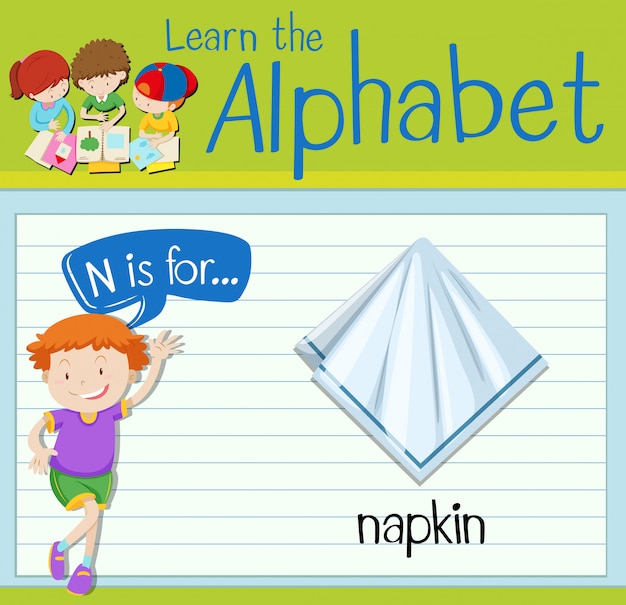 Flashcard letter N is for napkin