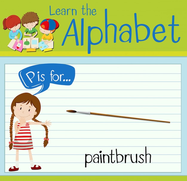 Flashcard letter P is for paintbrush