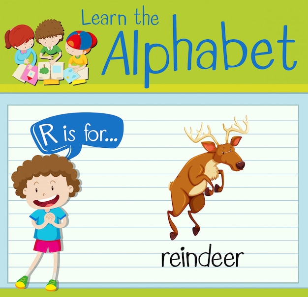 Flashcard letter R is for reindeer