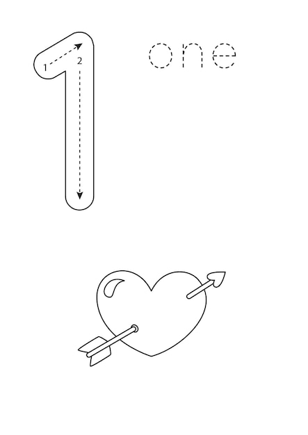 Flashcard number 10 Preschool worksheet Valentine day worksheet