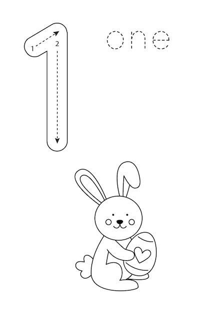 Flashcard number one Preschool worksheet Easter worksheet