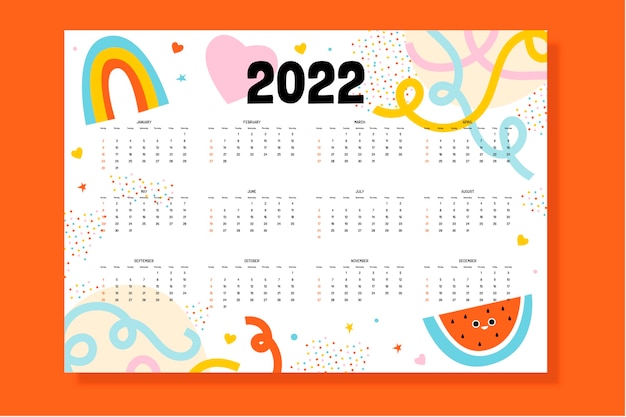 Flat 2022 calendar template