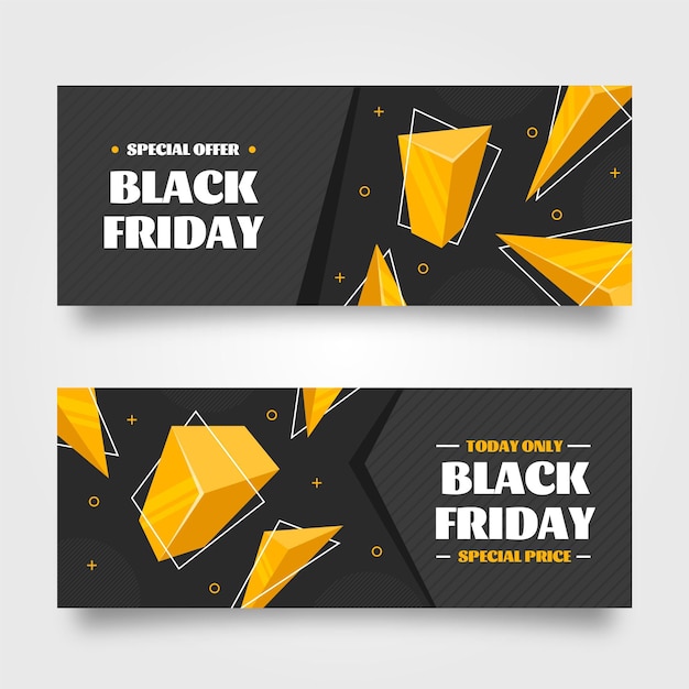 Flat 3d black friday horizontal banners set