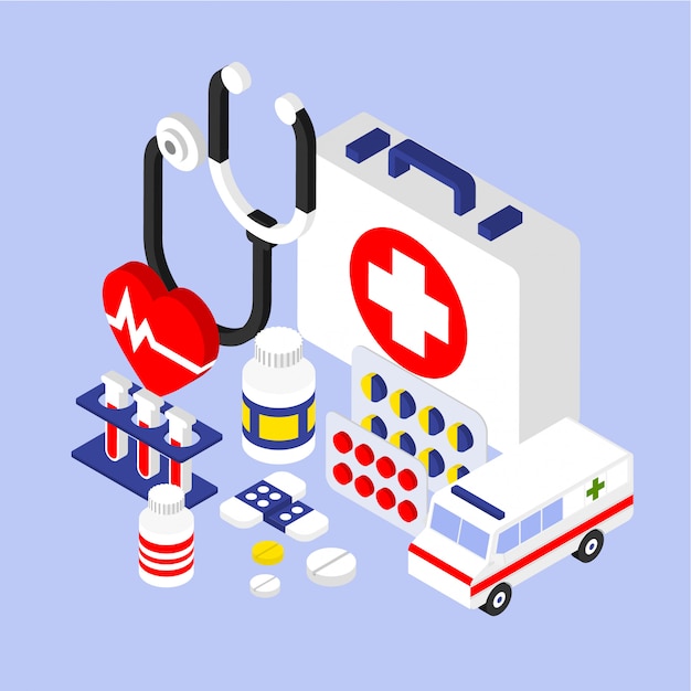 Flat 3d Isometric Infographic for Medical