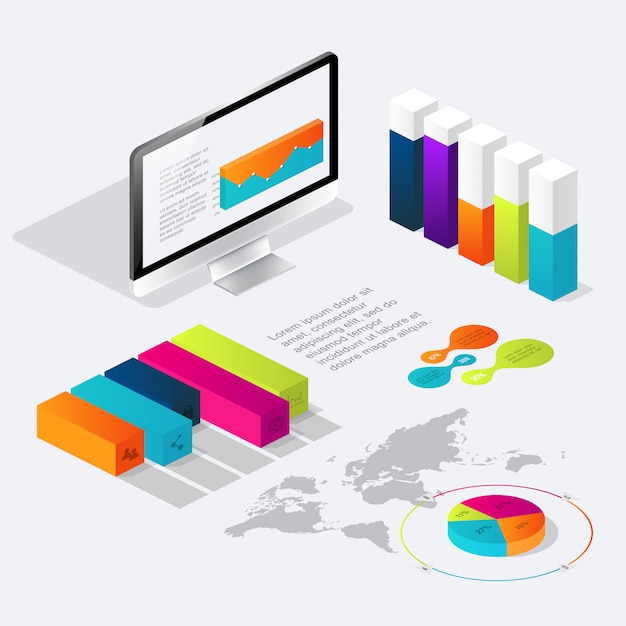 Flat 3d isometric infographic for your business presentations.