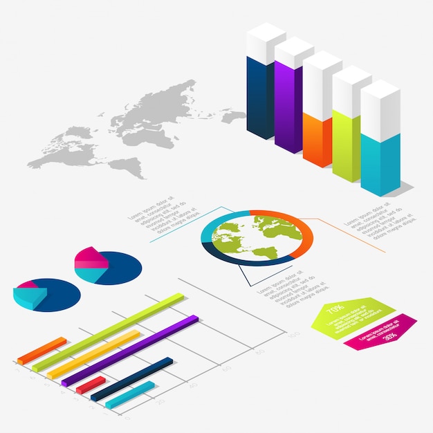 Flat 3d isometric infographic for your business presentations.