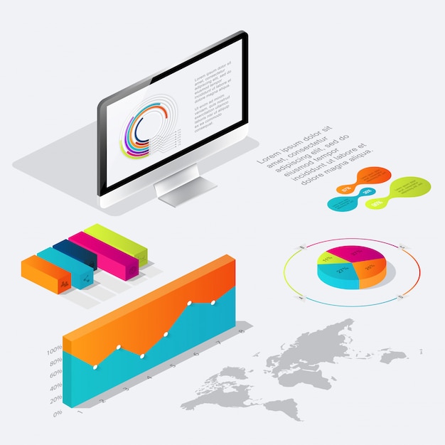 Flat 3d isometric infographic