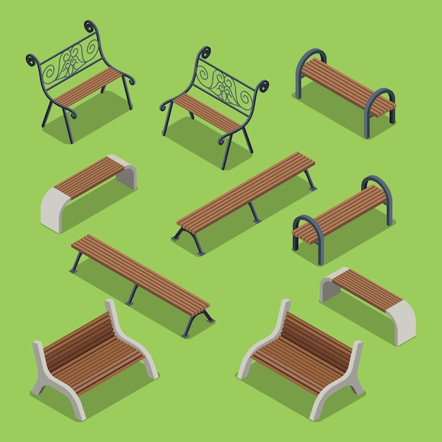 Flat 3d isometry isometric city urban objects collection