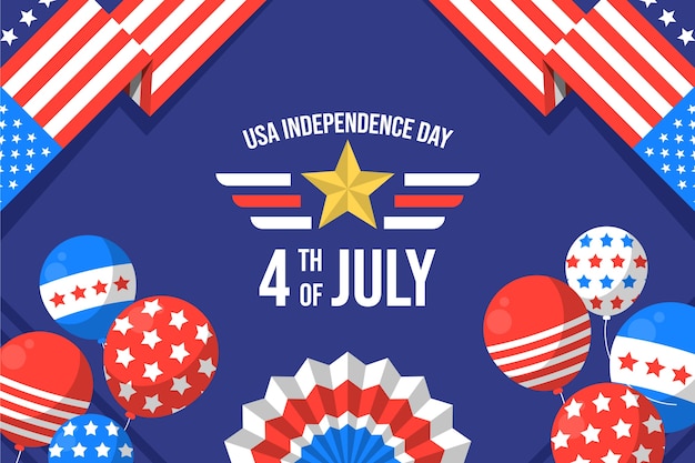 Flat 4th of july background with balloons