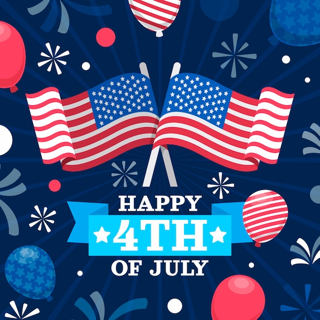 Flat 4th of july illustration