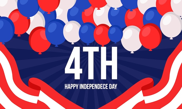 Flat 4th of july independence day balloons background