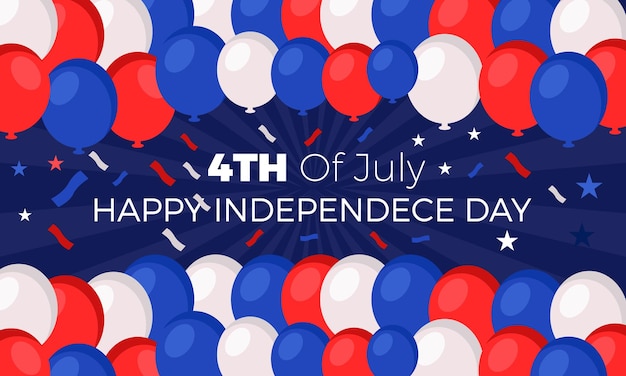 Flat 4th of july independence day balloons background