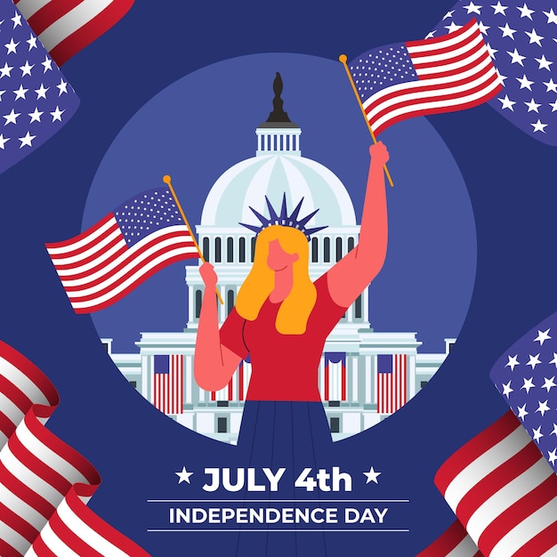 Flat 4th of july - independence day illustration