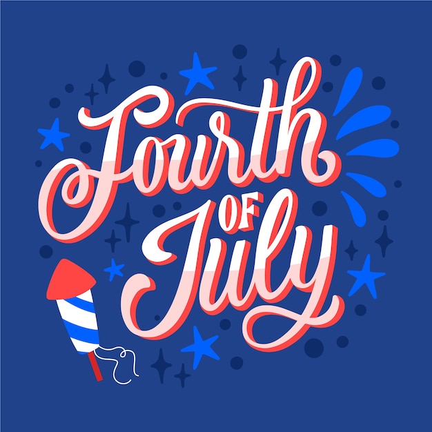 Flat 4th of july lettering