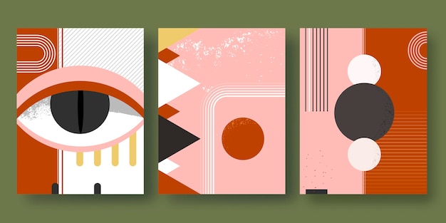 Flat abstract art covers collection