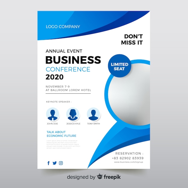 Flat abstract business conference flyer template