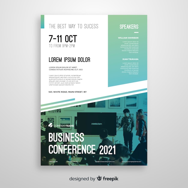 Flat abstract business conference flyer template