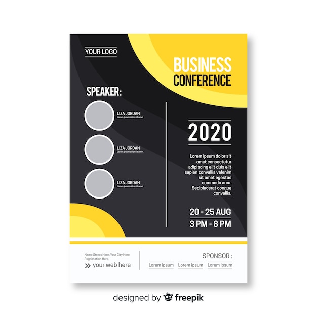 Flat abstract business conference flyer template