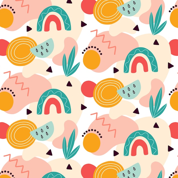 Flat abstract doodle pattern design