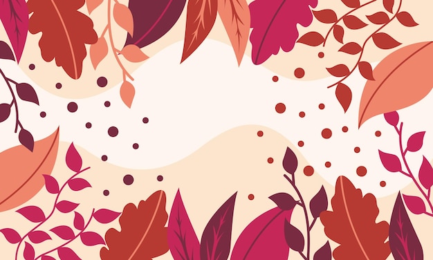 Flat abstract floral leaves background