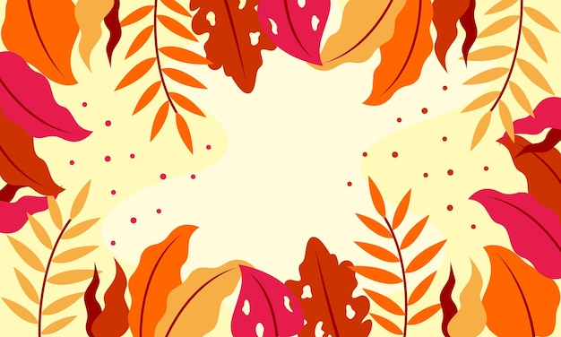 Vector flat abstract floral leaves background